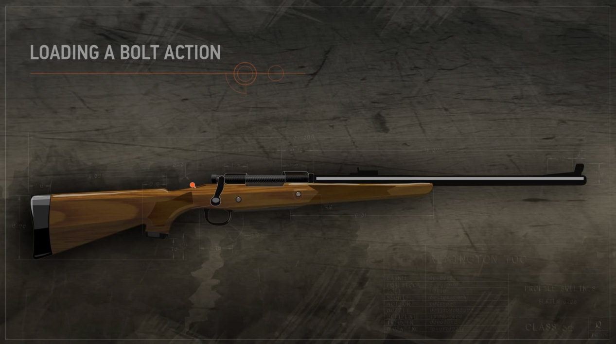 Illustration of a bolt action rifle with the safety on.