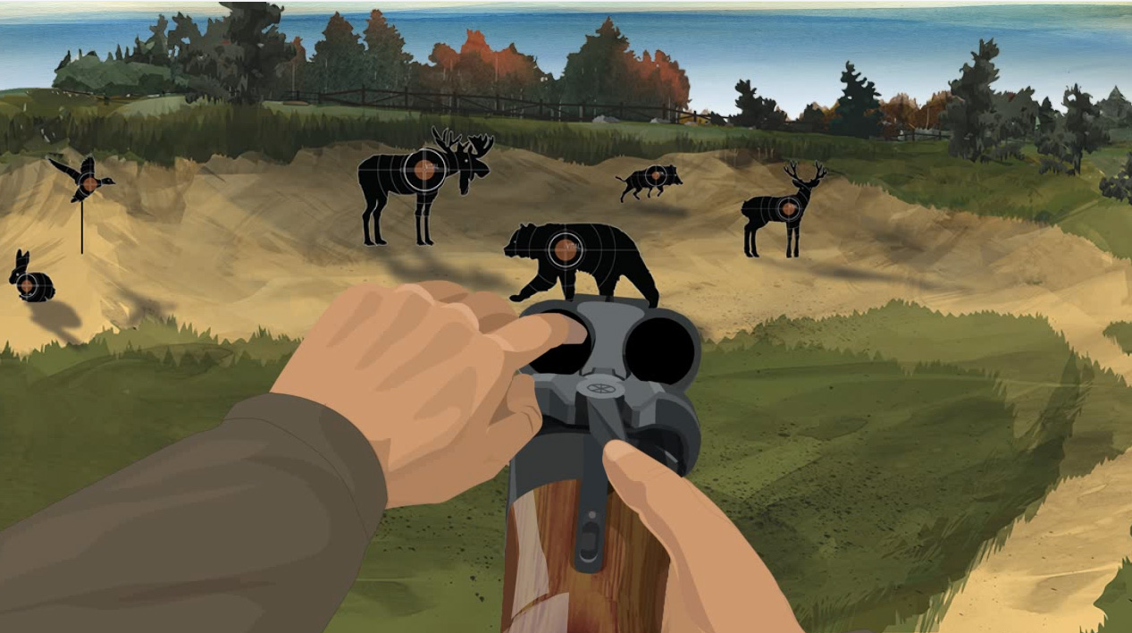 Illustration of a hunter's finger checking the feeding path for ammunition.