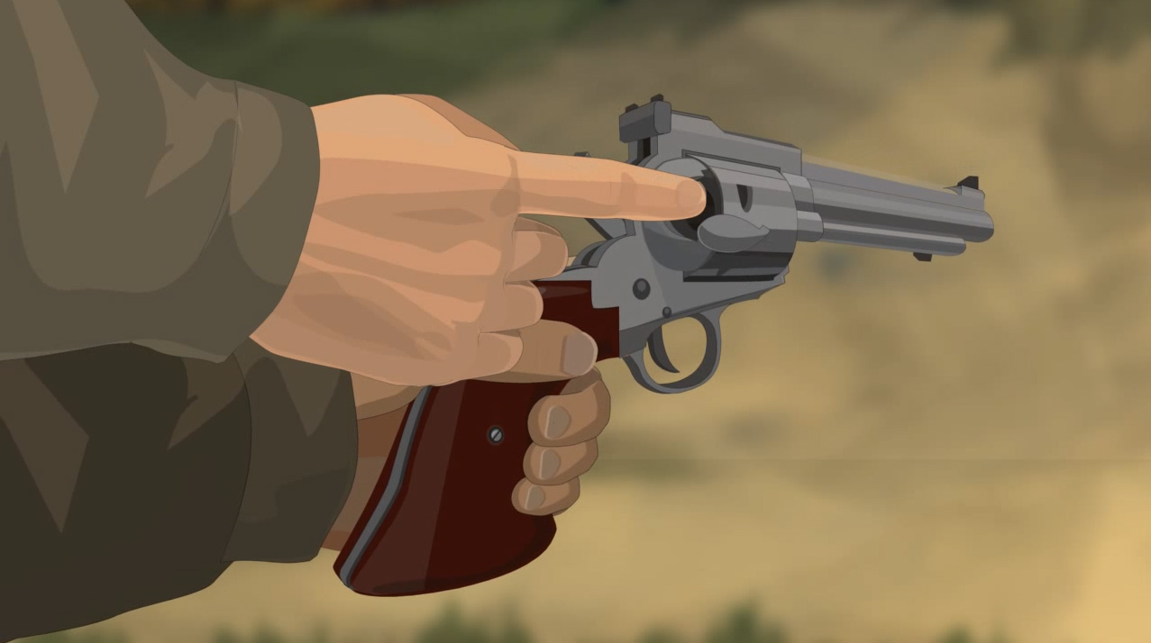 Illustration of a hunter's finger checking the chamber for ammunition and obstructions.